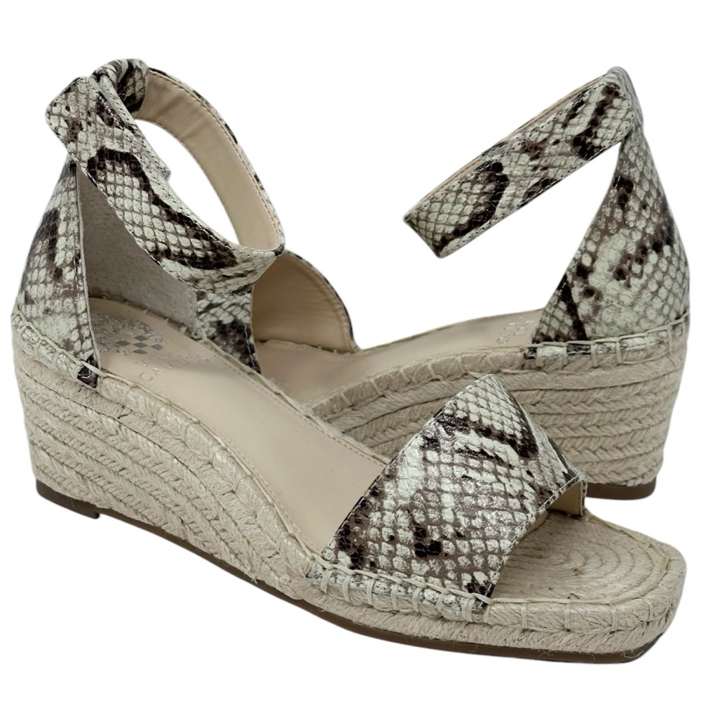 NEW Vince Camuto Jesla Espadrille Sandals Open Round Toe Wedge Size 7.5 W Wide